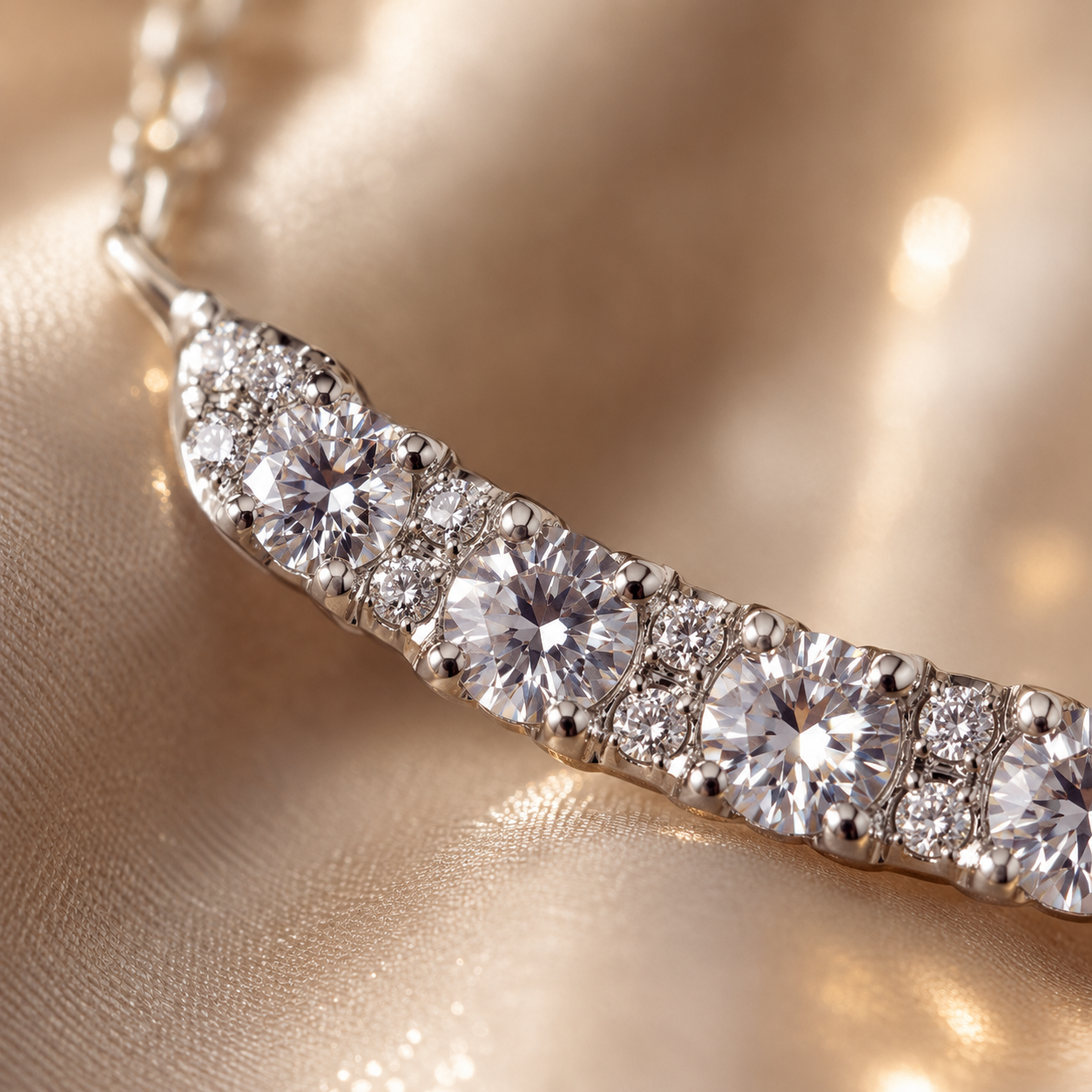 Curved Moissanite Bar Necklace