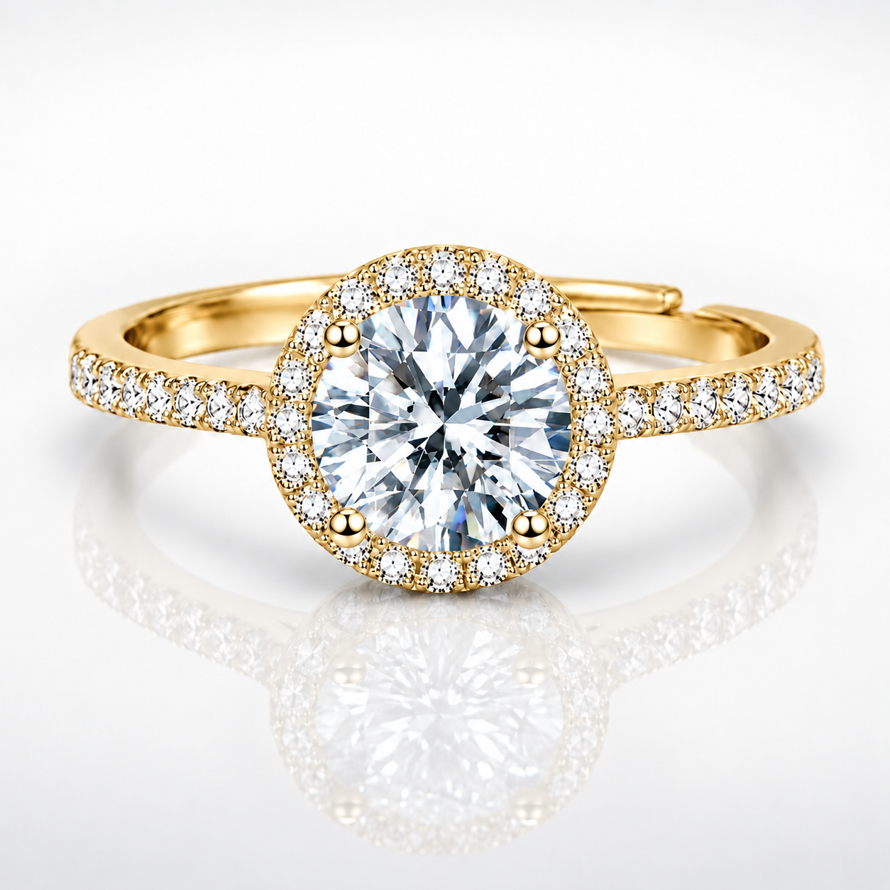 1ct Adjustable Coloured Moissanite Halo Engagement Ring