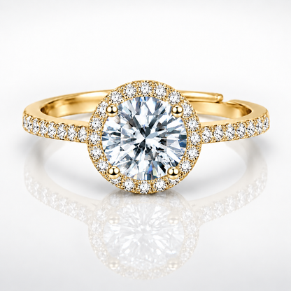 1ct Adjustable Coloured Moissanite Halo Engagement Ring