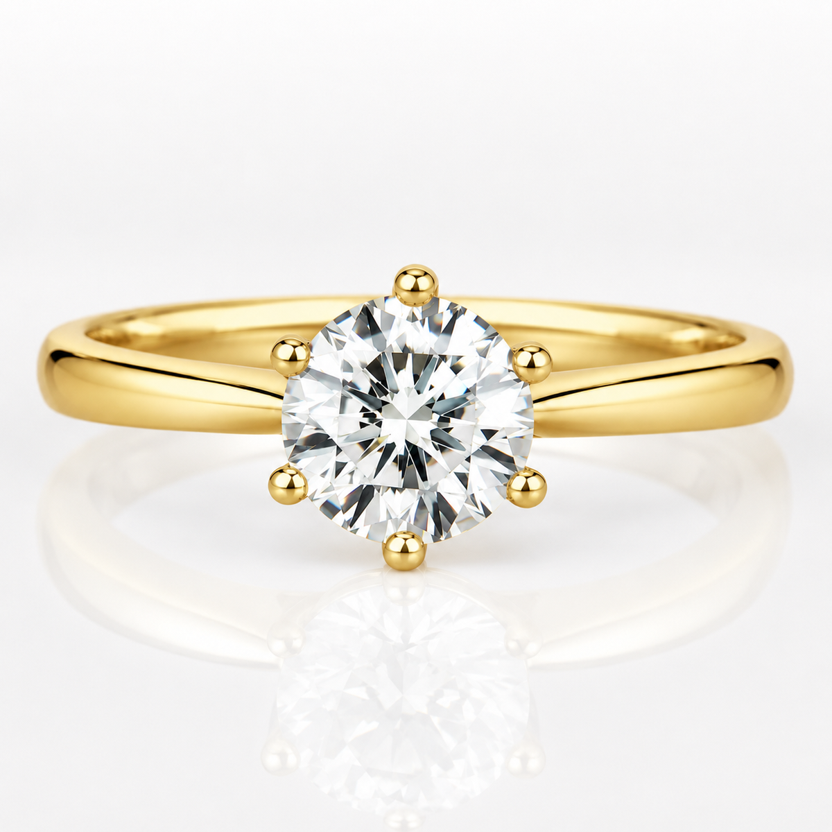 Classic 6 Prong Tiffany Style Solitaire Moissanite Engagement Ring