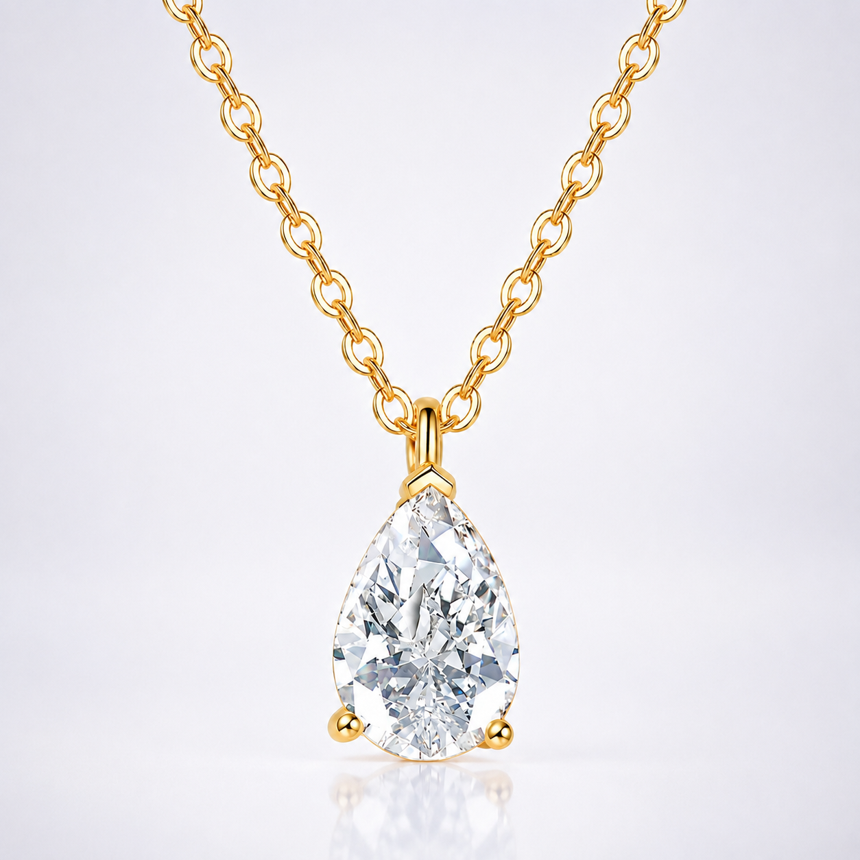 Pear Cut Moissanite Solitaire Pendant Necklace