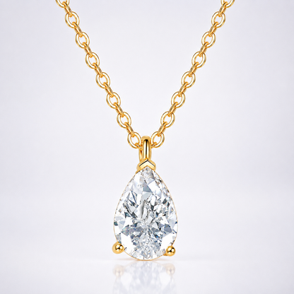 Pear Cut Moissanite Solitaire Pendant Necklace