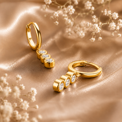 Triple Drop Moissanite Hoop Earrings