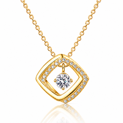 Floating Diamond Shape Moissanite Pendant Necklace