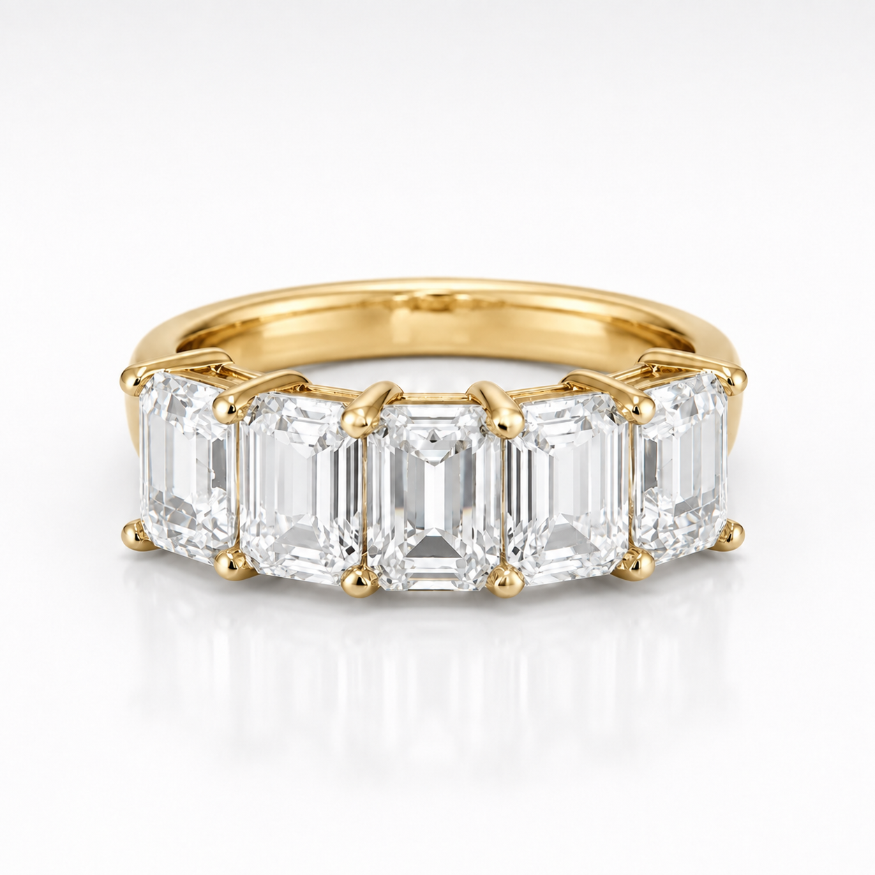 2.5ct Emerald Cut Moissanite Half-Eternity Wedding Band