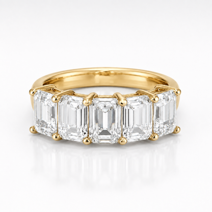 2.5ct Emerald Cut Moissanite Half-Eternity Wedding Band