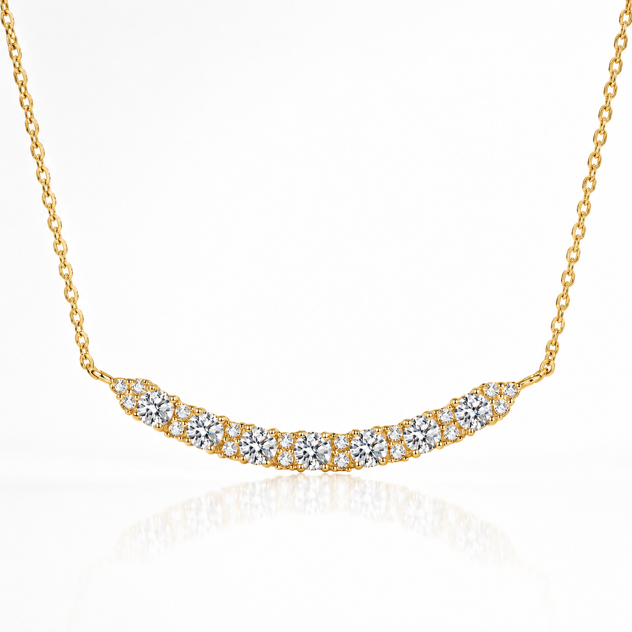 Curved Moissanite Bar Necklace