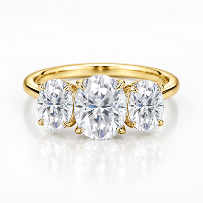 4ct Oval Cut Moissanite Trilogy Engagement Ring