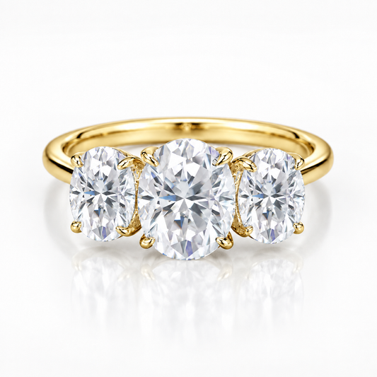 4ct Oval Cut Moissanite Trilogy Engagement Ring