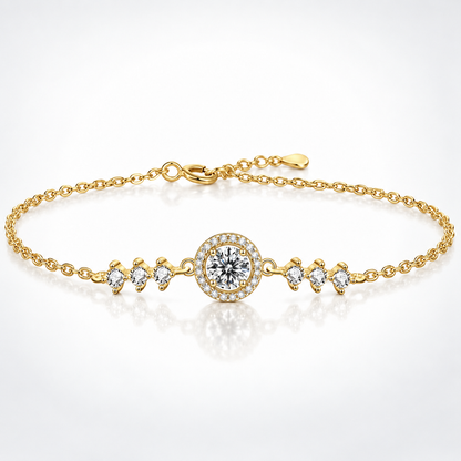 1ct Round Brilliant Moissanite Halo Centrepiece Bracelet