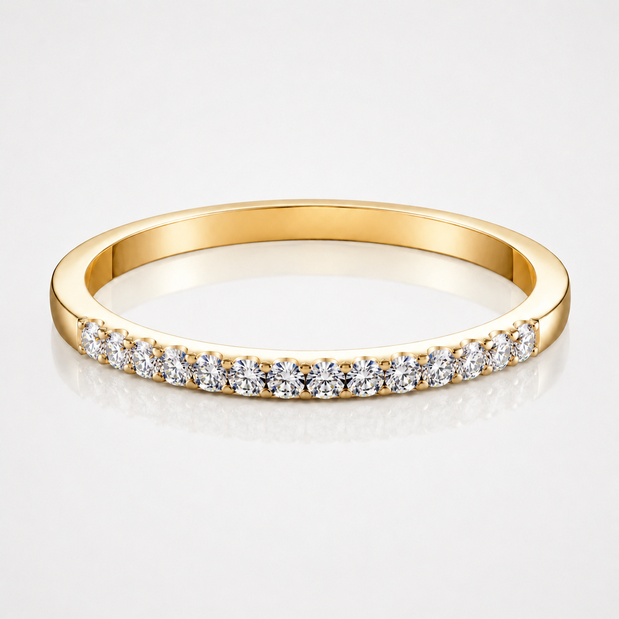 Round Brilliant Moissanite Pavé Half-Eternity Wedding Band