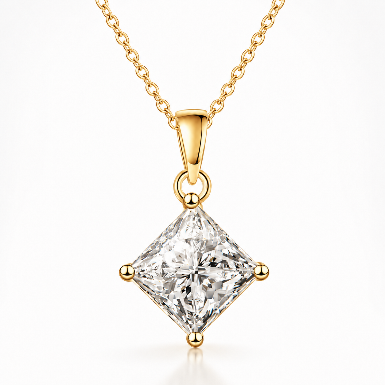 Princess Cut Moissanite Solitaire Pendant Necklace