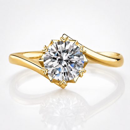 Round Brilliant Moissanite Twist Solitaire Engagement Ring