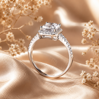 Radiant Halo Moissanite Engagement Ring