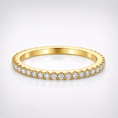 Round Brilliant Cut Moissanite Pavé Wedding Band