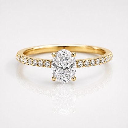 Oval Cut Moissanite Pavé Solitaire Engagement Ring