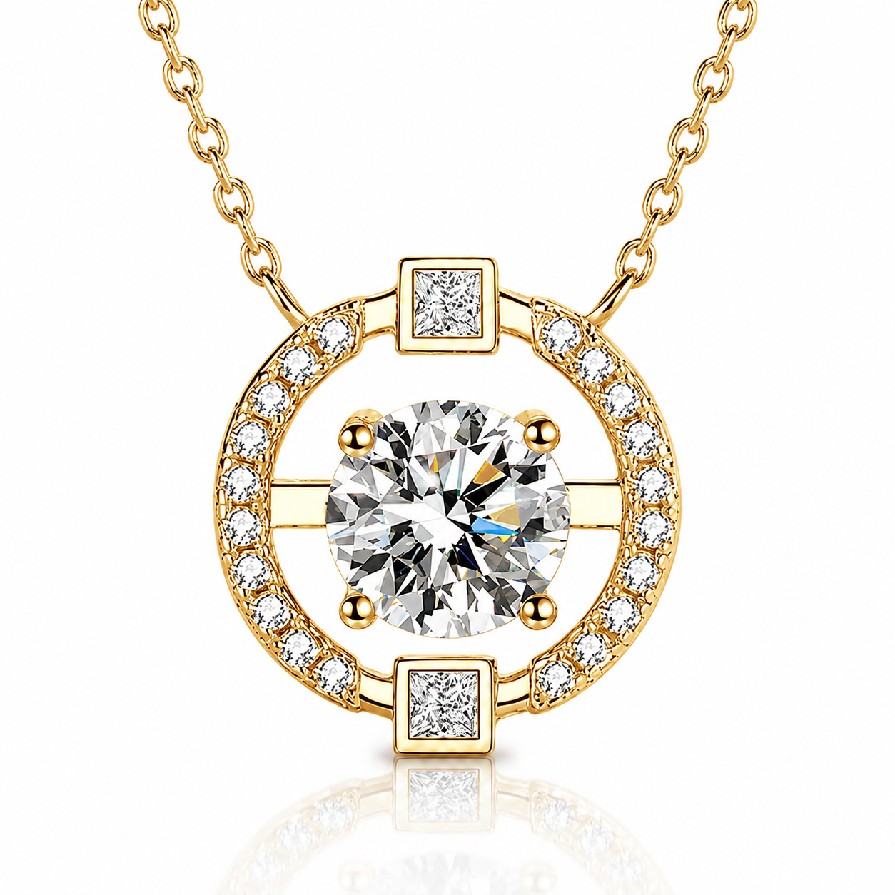 Floating Circle Moissanite Pendant Necklace
