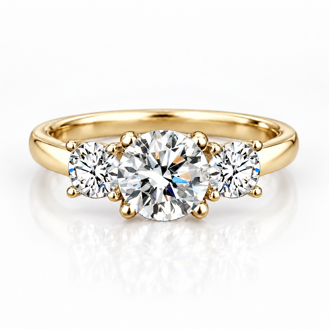 2ct Round Brilliant Moissanite Trilogy Engagement Ring