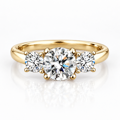 2ct Round Brilliant Moissanite Trilogy Engagement Ring