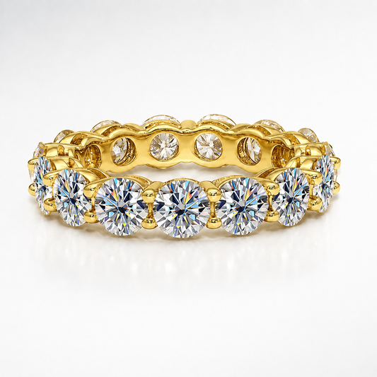 7ct Round Brilliant Moissanite Full-Eternity Wedding Band