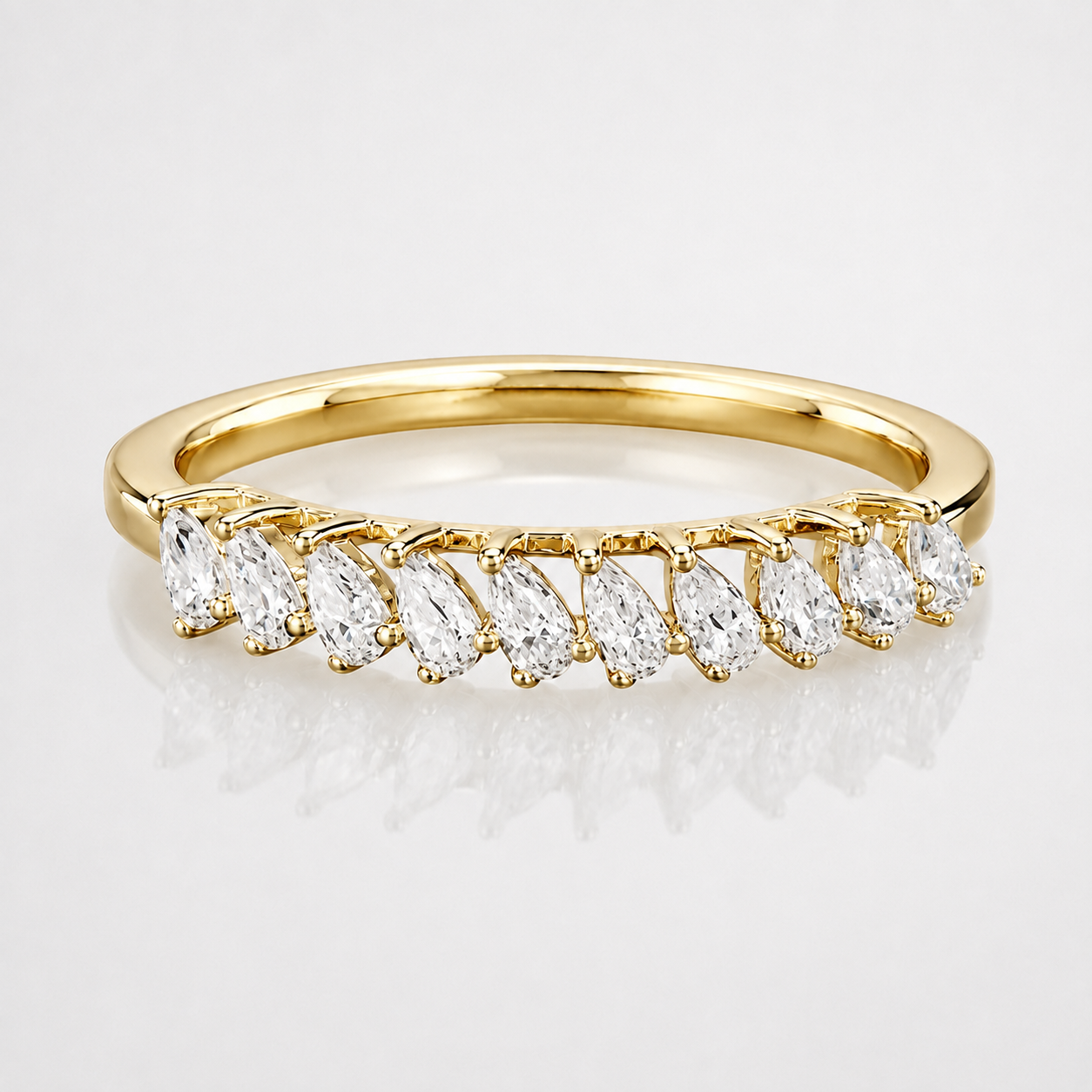 1ct Pear Cut Moissanite Half-Eternity Wedding Band