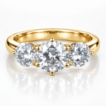 3ct Round Brilliant Moissanite Trilogy Engagement Ring