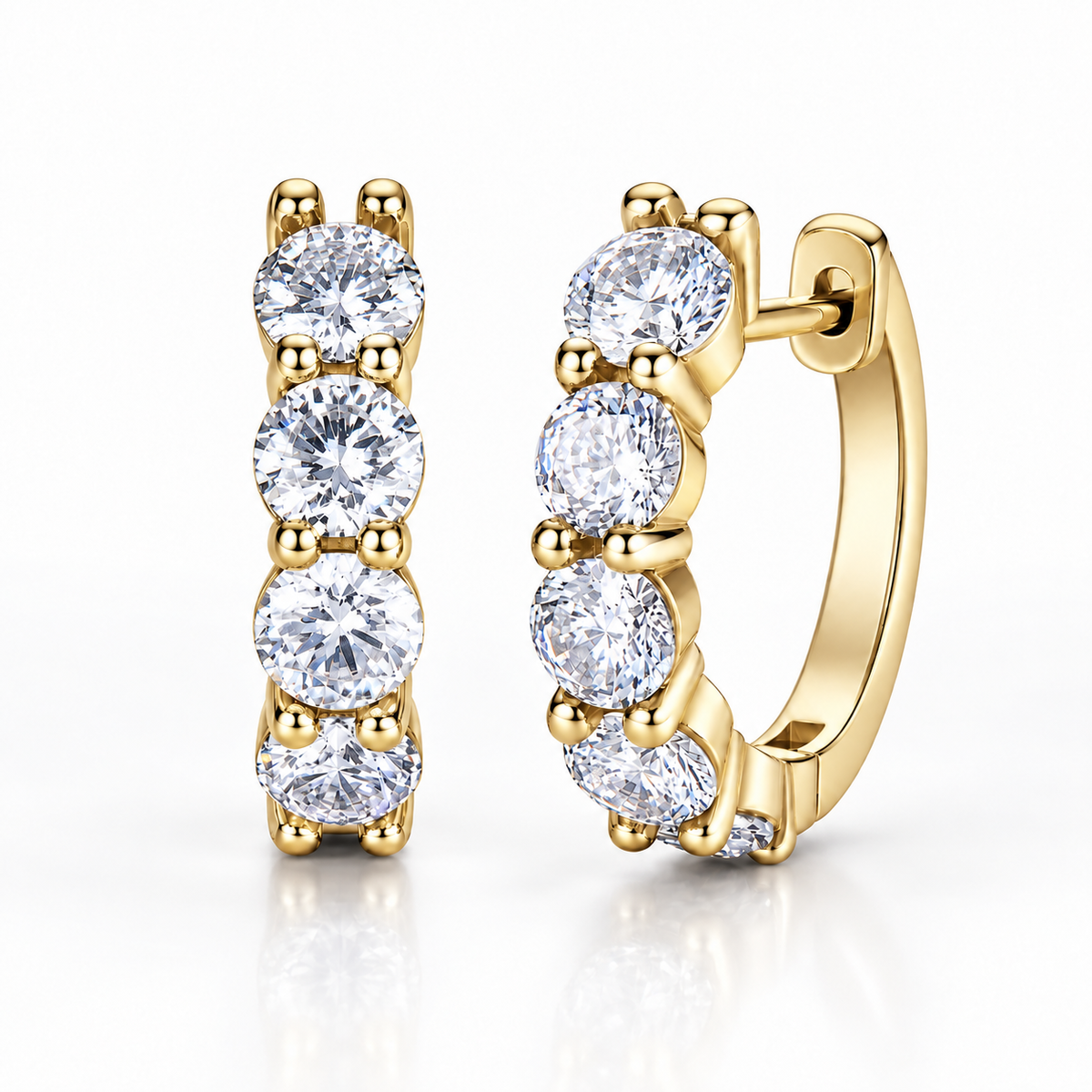 Five Stone Moissanite Hoop Earrings – 2.0ct