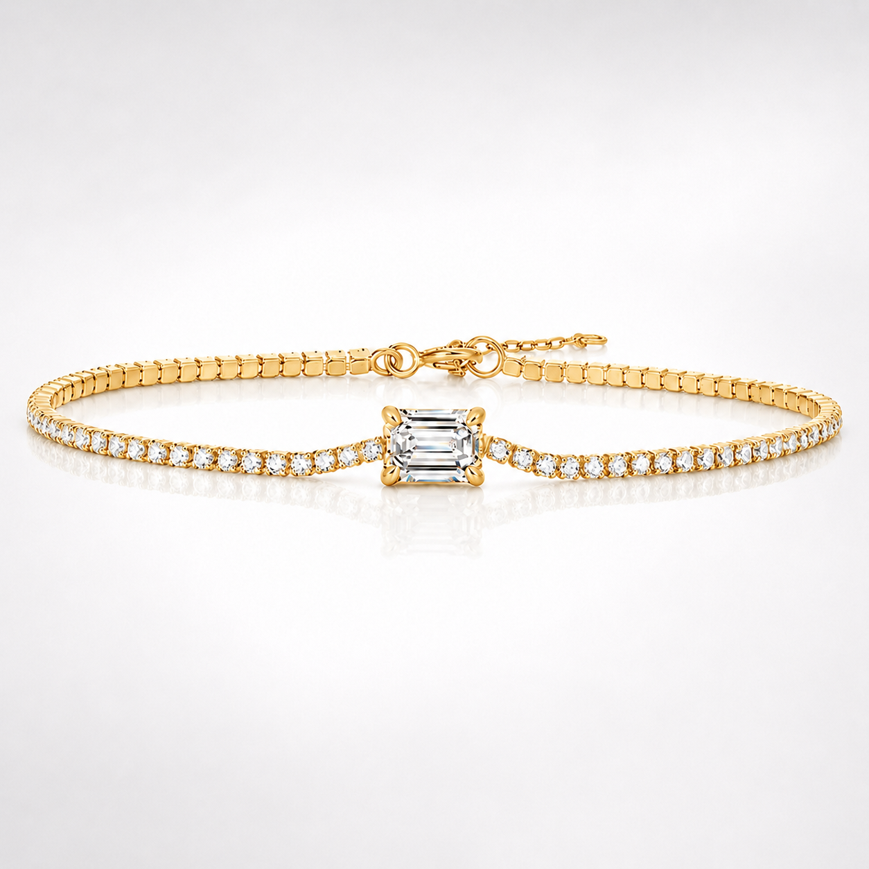 Emerald Cut Moissanite Tennis Bracelet