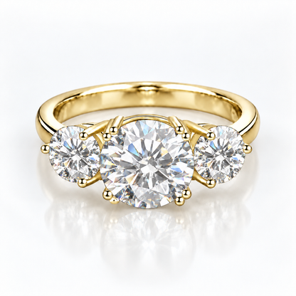 4ct Round Brilliant Moissanite Trilogy Engagement Ring