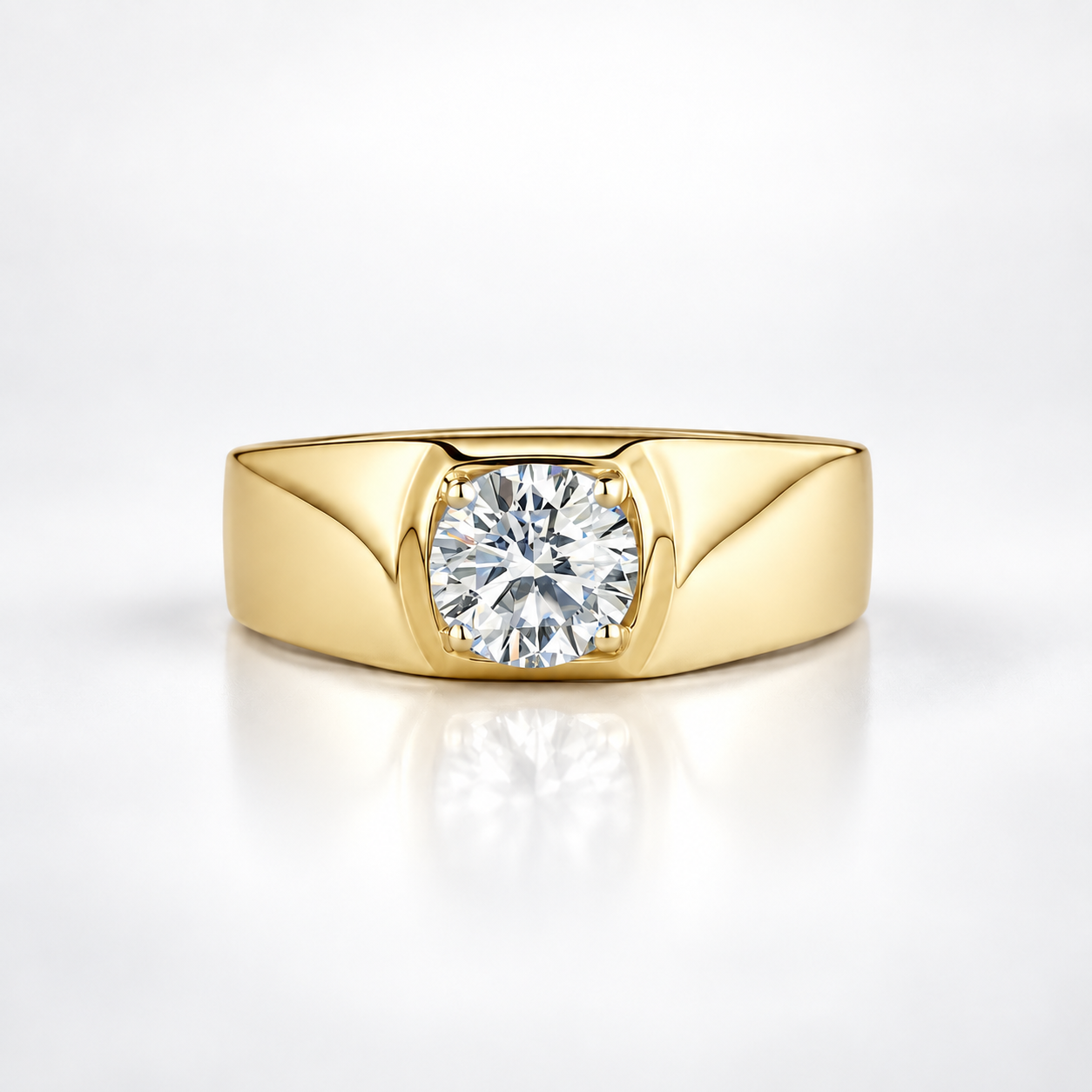 1ct Men's Round Brilliant Moissanite Adjustable Wedding Band