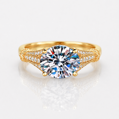 3ct Oval Cut Moissanite Multi-Row Pavé Engagement Ring