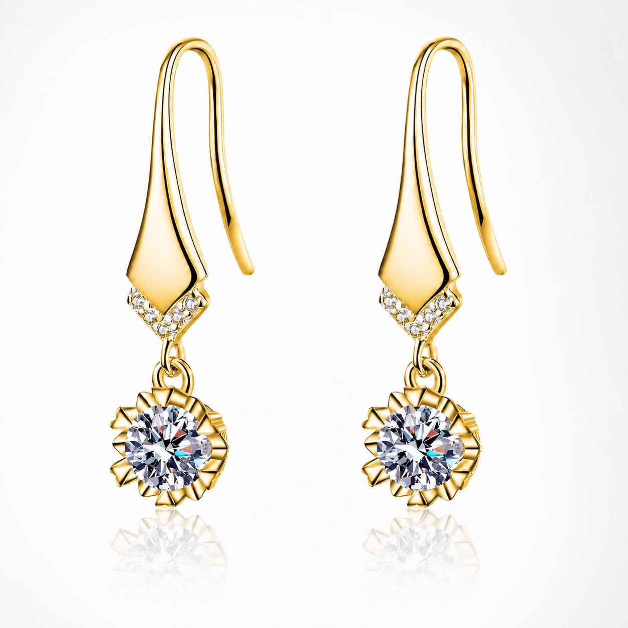 Elegant Round Moissanite Drop Earrings