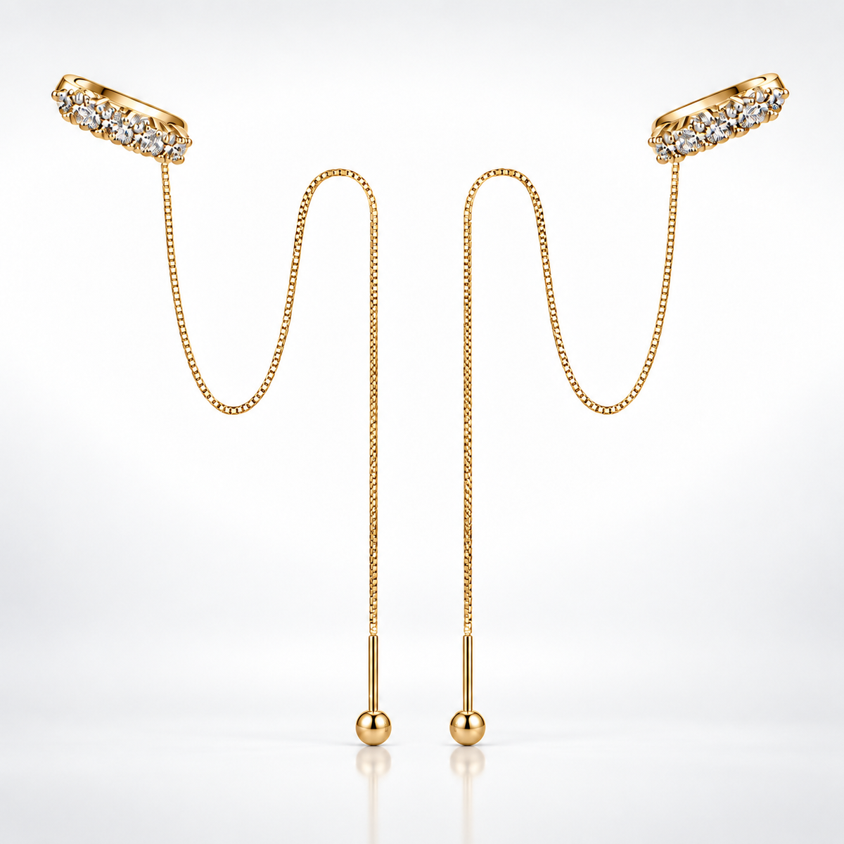 Moissanite Threader Chain Earrings
