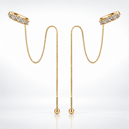 Moissanite Threader Chain Earrings
