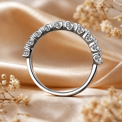 1ct Round Brilliant Moissanite Half-Eternity Wedding Band