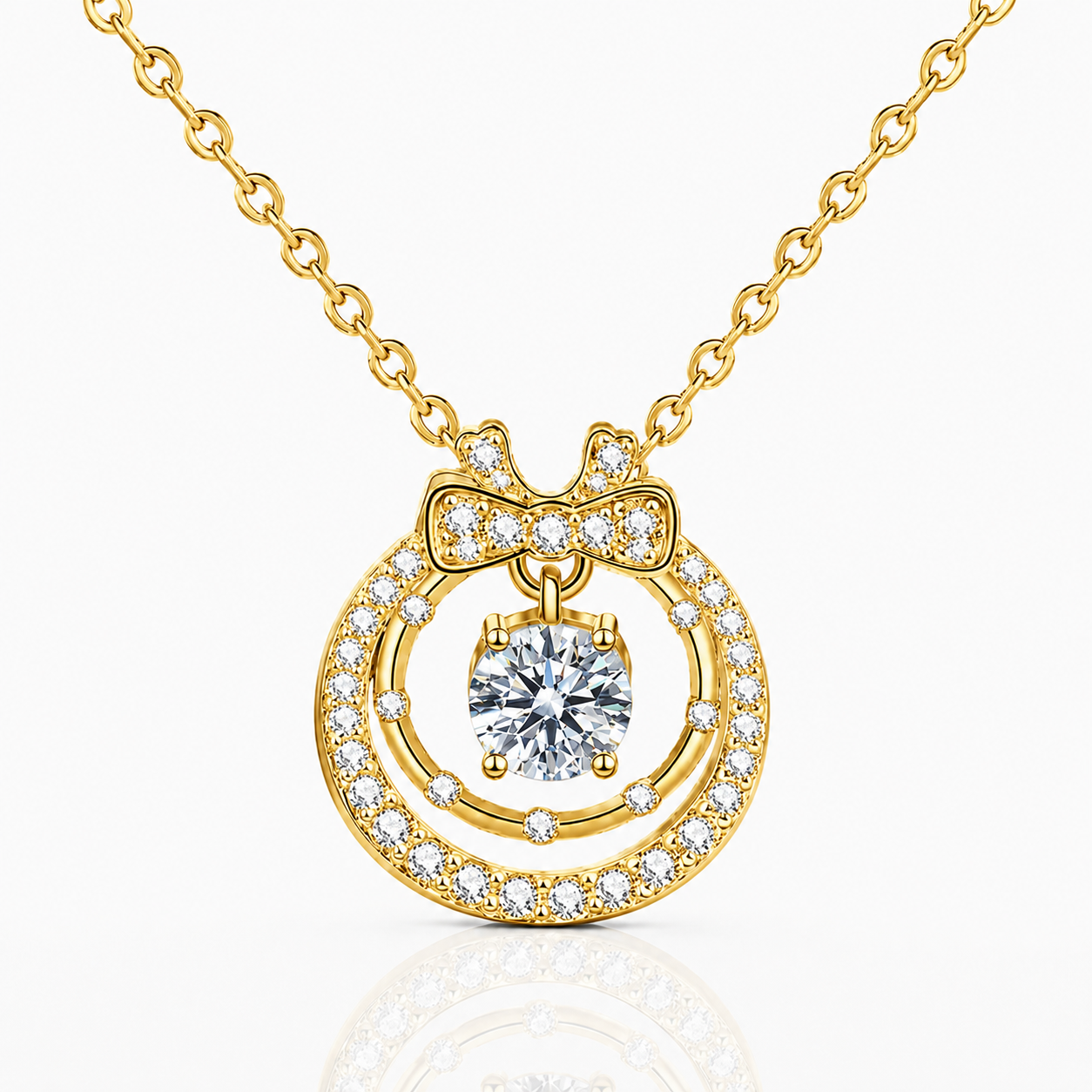 Floating Halo Moissanite Pendant Necklace