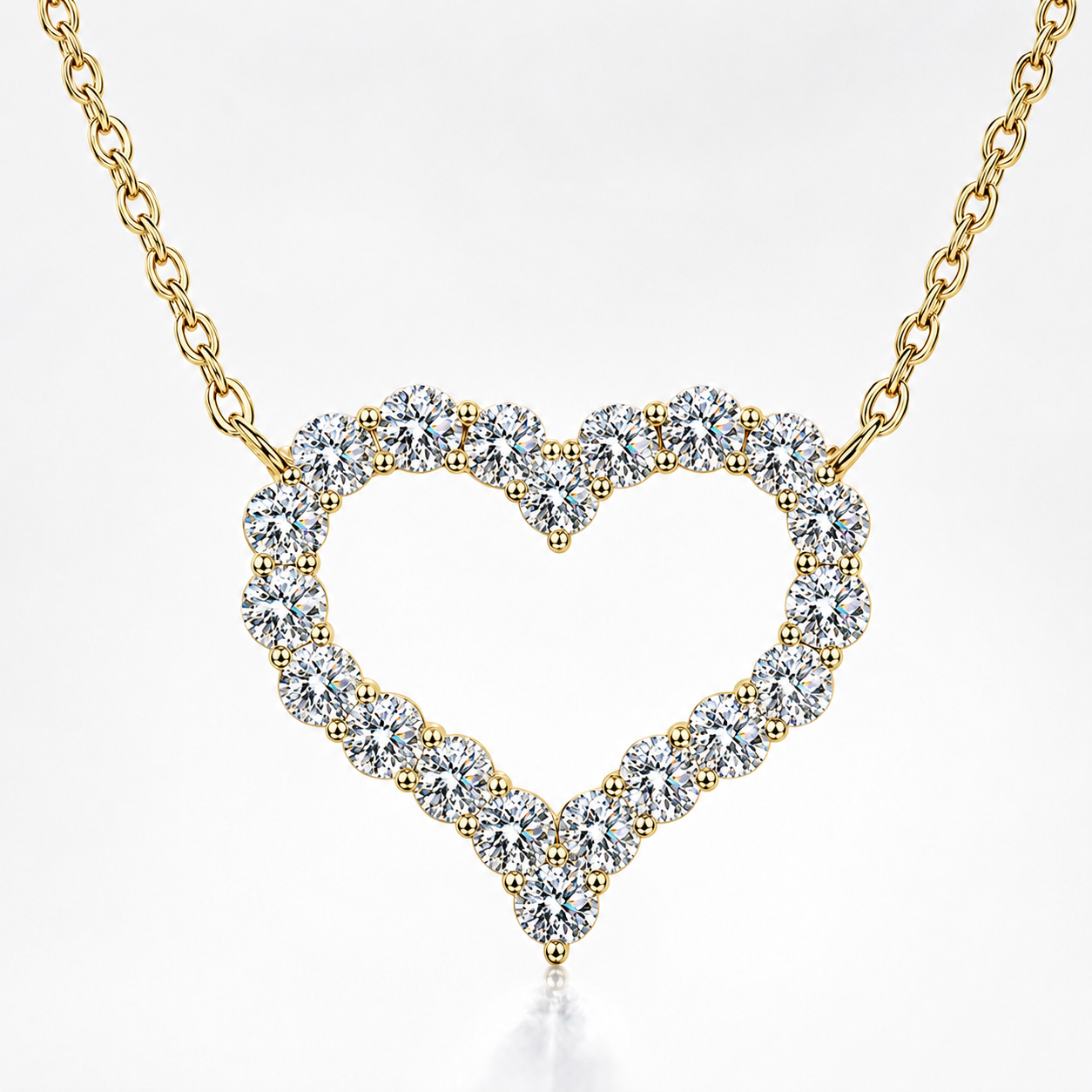 Open Heart Moissanite Necklace