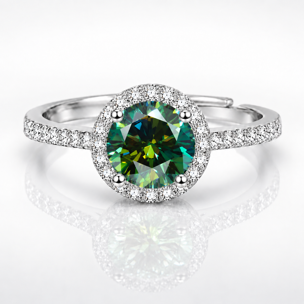 1ct Adjustable Coloured Moissanite Halo Engagement Ring
