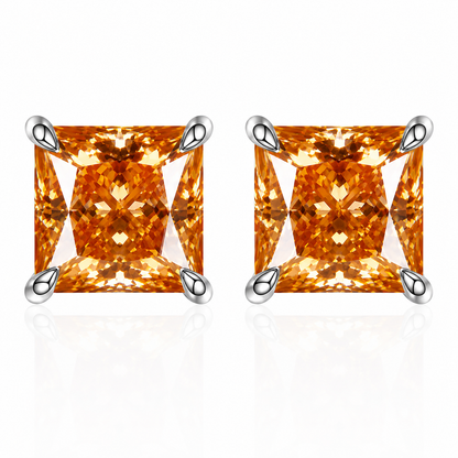 Princess Cut Coloured Moissanite Stud Earrings
