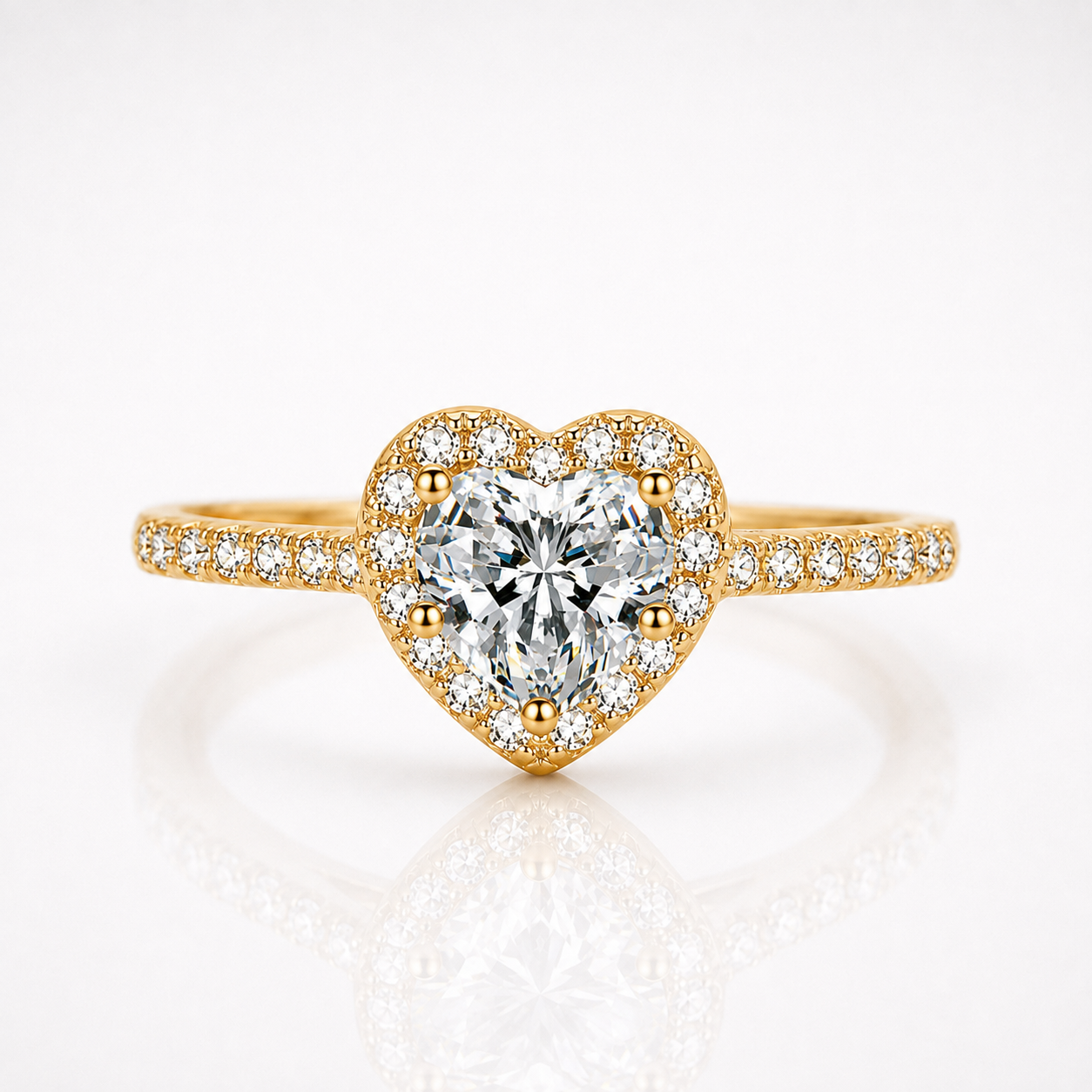 Heart Halo Moissanite Engagement Ring