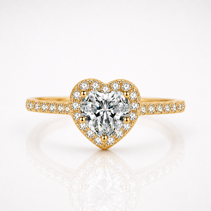 Heart Halo Moissanite Engagement Ring