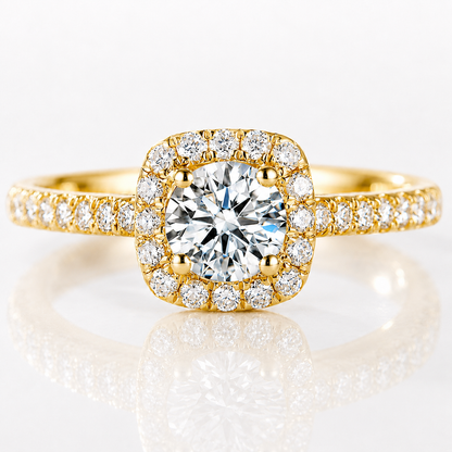Cushion Halo Moissanite Engagement Ring