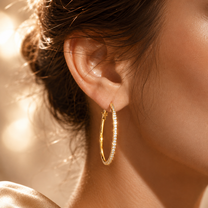 Pavé Moissanite Hoop Earrings