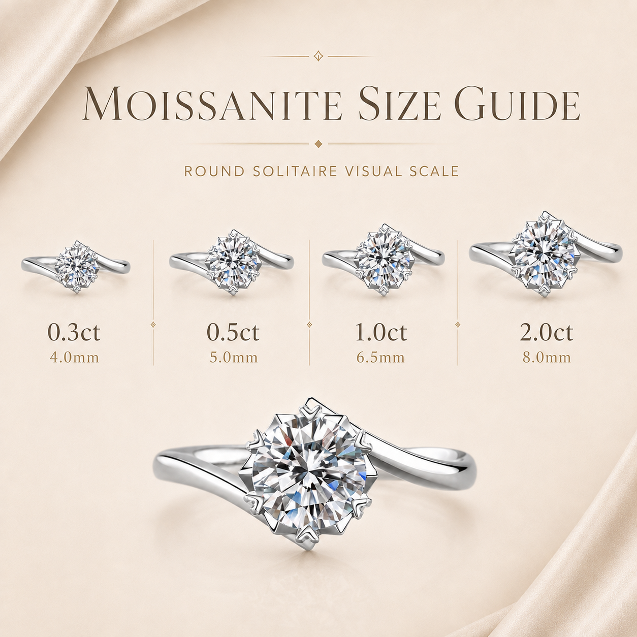 Round Brilliant Moissanite Twist Solitaire Engagement Ring