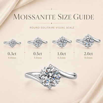 Round Brilliant Moissanite Twist Solitaire Engagement Ring