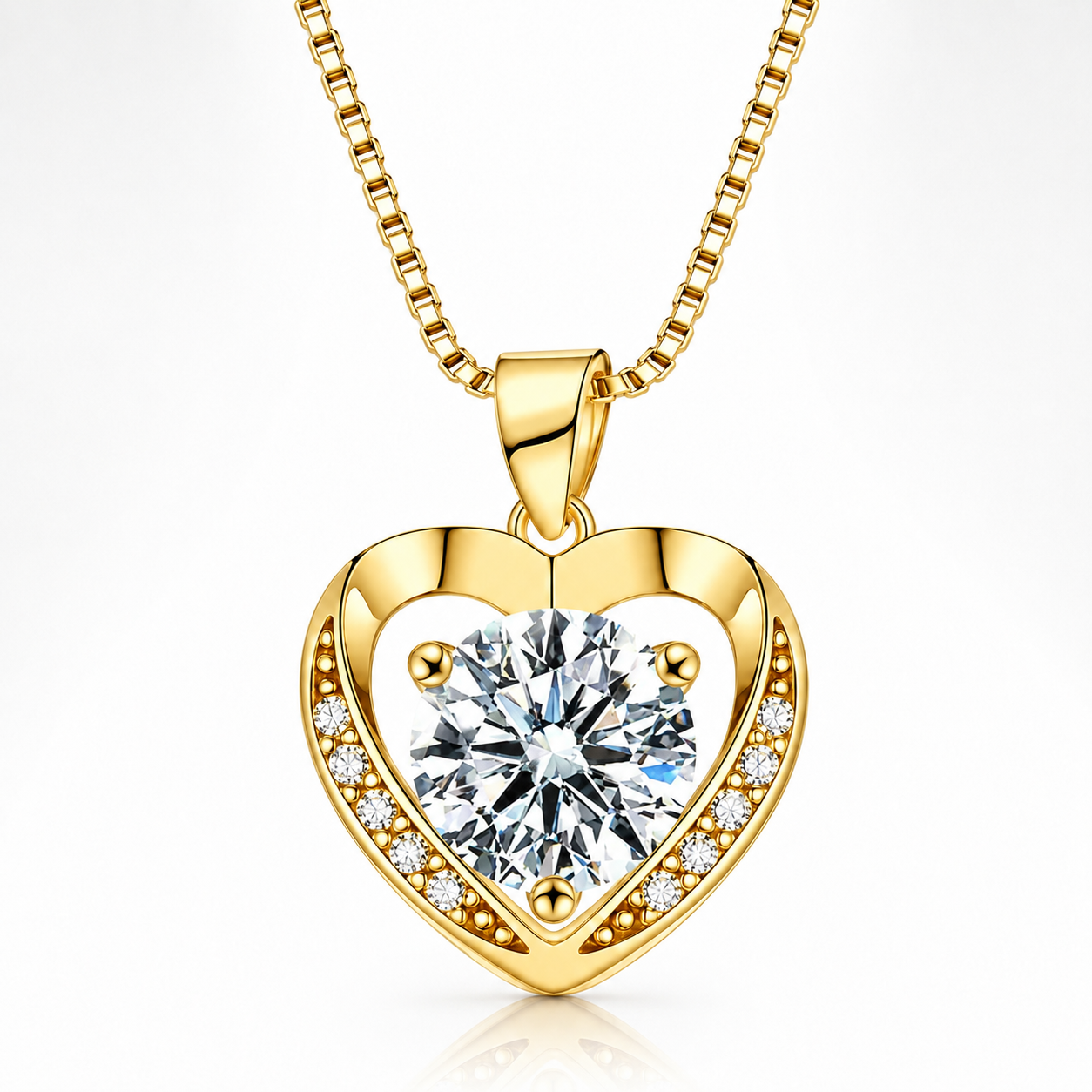 Shimmering Heart Moissanite Pendant Necklace
