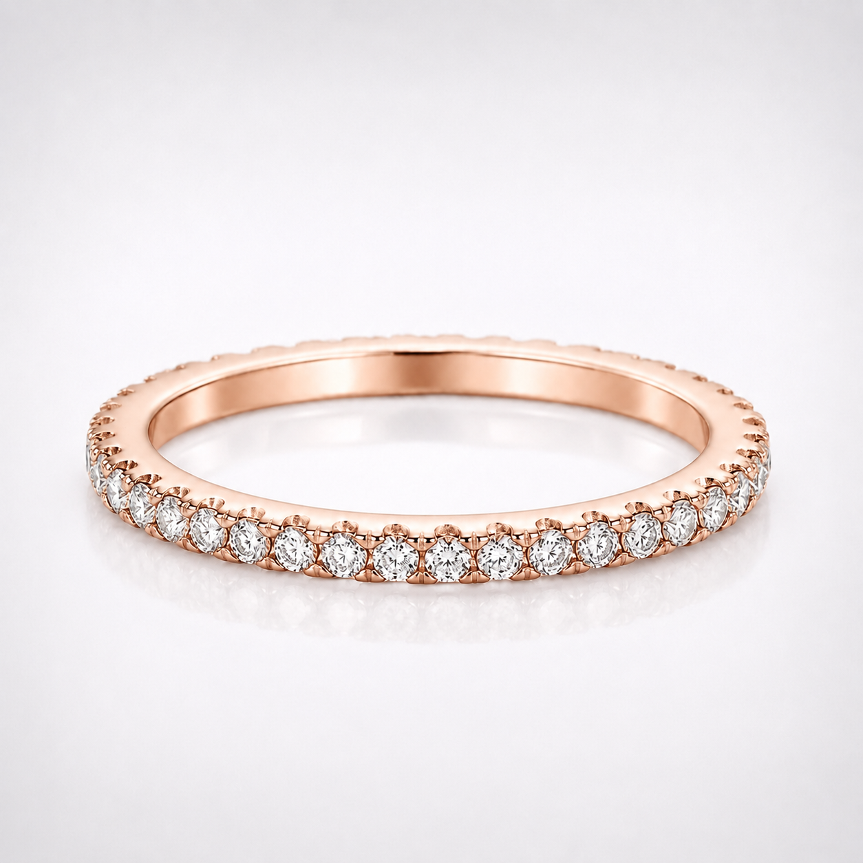 Round Brilliant Cut Moissanite Pavé Wedding Band