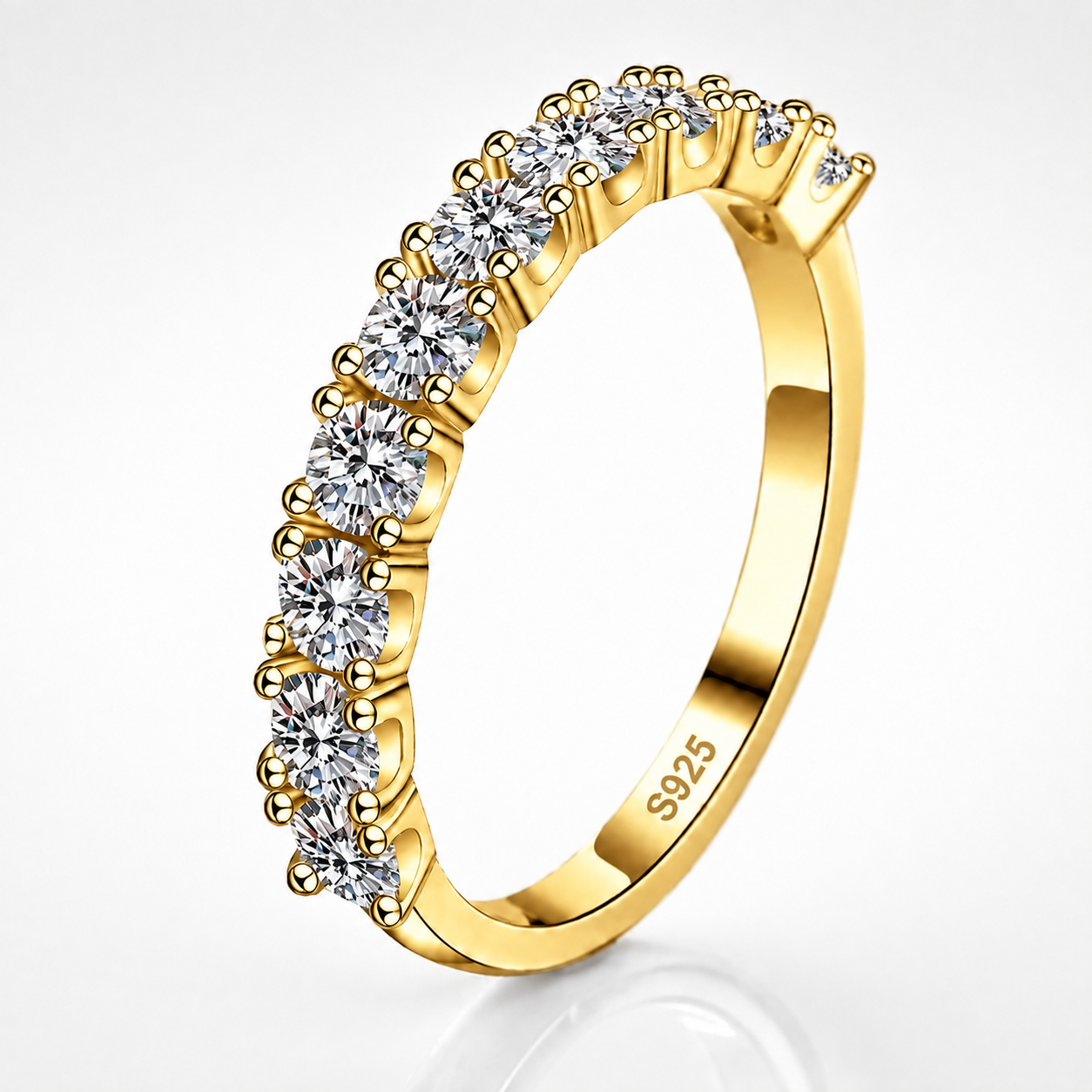 1ct Round Brilliant Moissanite Half-Eternity Wedding Band