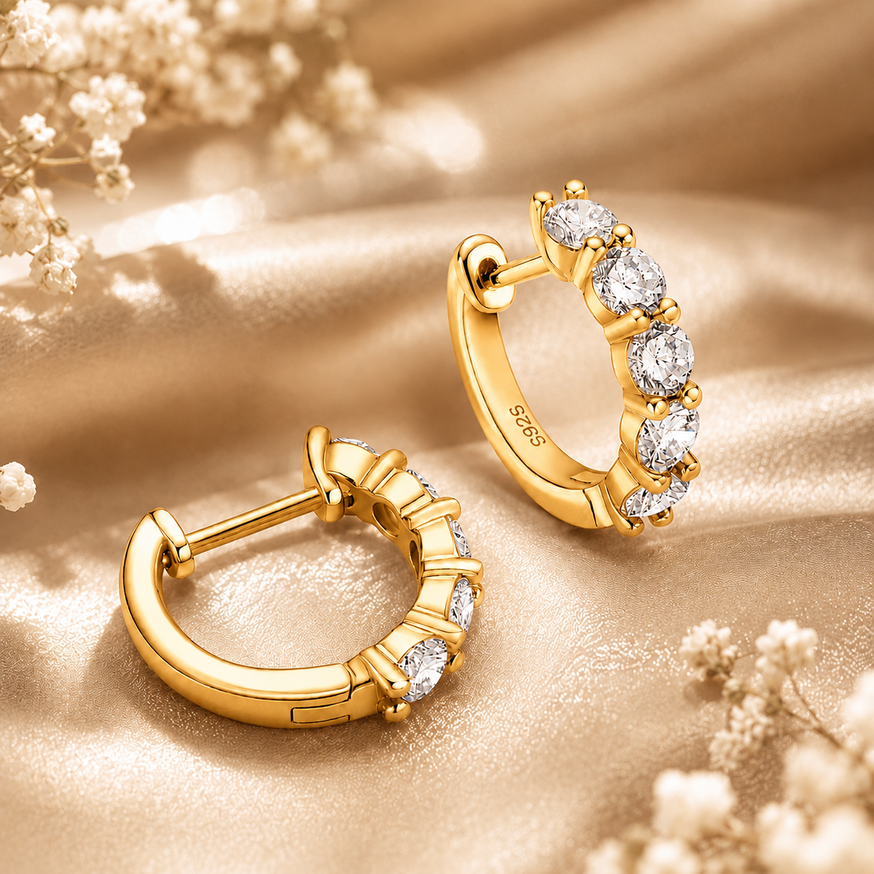 Five Stone Moissanite Hoop Earrings – 2.0ct