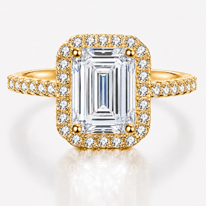 Emerald Halo Moissanite Engagement Ring